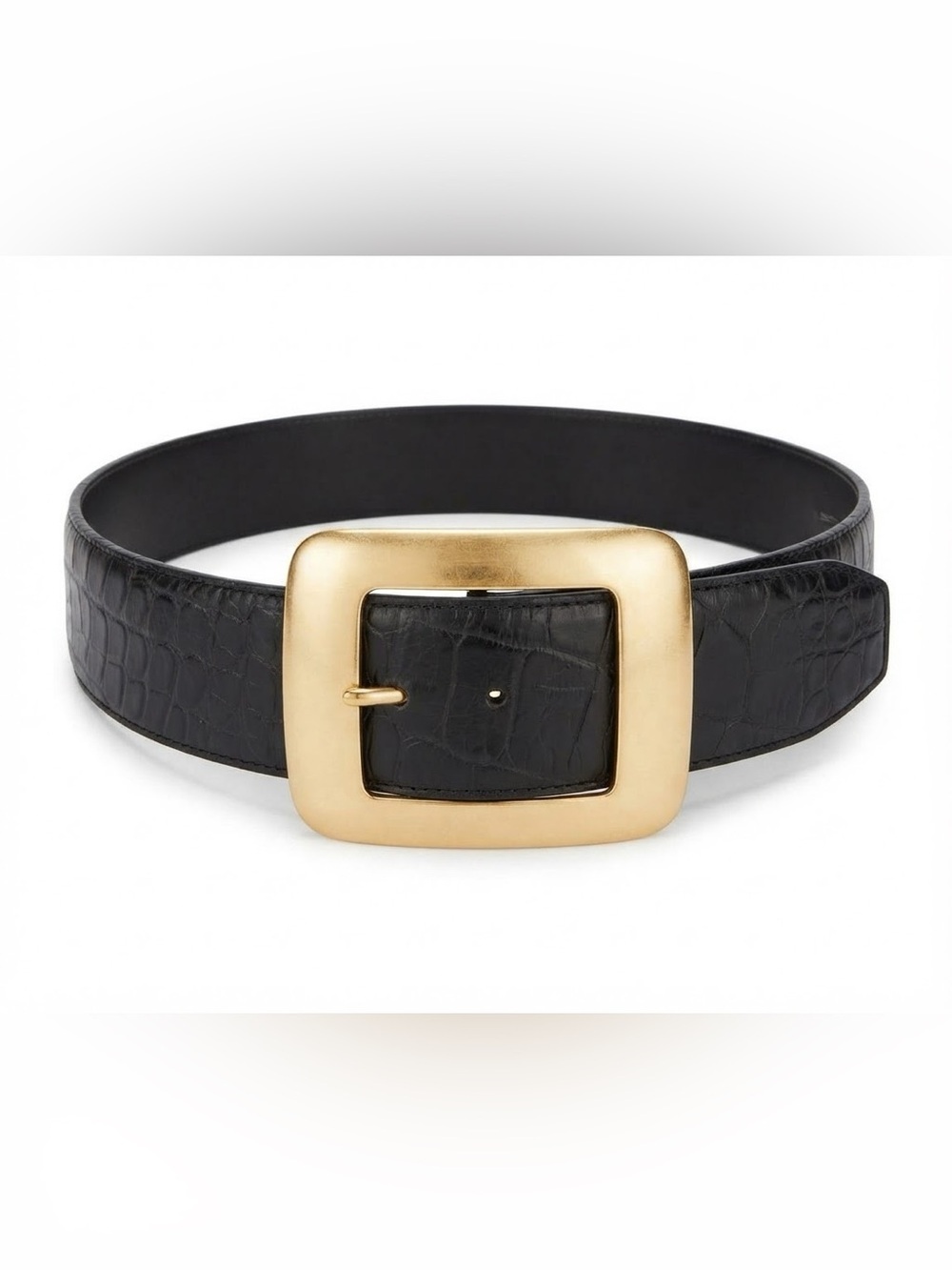 Vintage black faux crocodile skin chunky belt